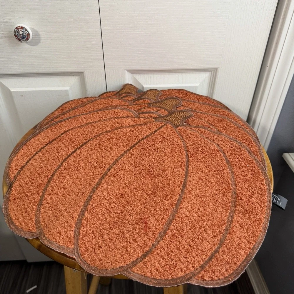 Autumn Blessings Set Of 4 Orange Pumpkin Placemats Kitchen Dining Room Fall